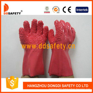 100%Cotton Gloves with Pink PVC Rough Chip Finished Dpv106